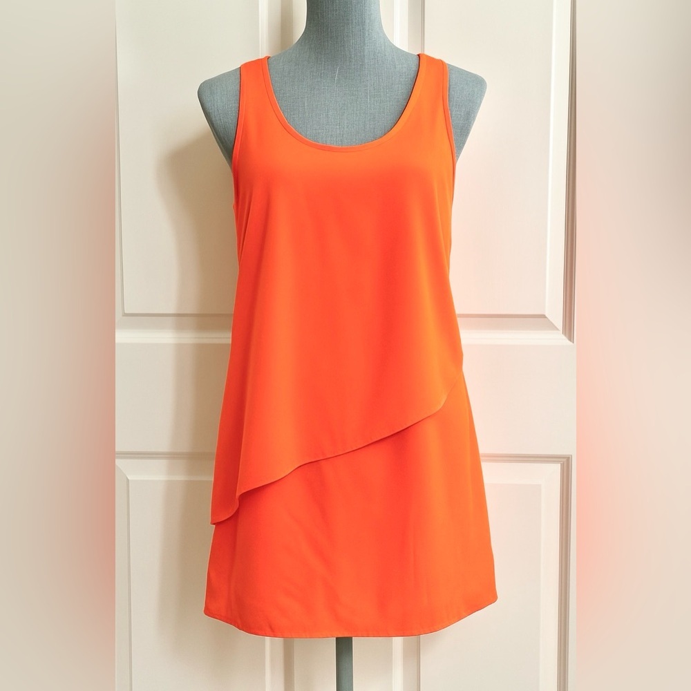 Bright Orange Sleeveless Mini Dress w/ Layered Hem – 6 Degrees Size M